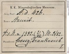 Etiketten zu Azurit (NHMW-MIN-Ad426)